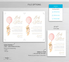 Load image into Gallery viewer, Balloon Pampas Grass Baby Shower by Mail Invitation Template, DIY Boho Baby Dried Grass Invites, Desert, Printable, Instant Download 017