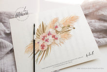 Load image into Gallery viewer, Pampas Grass Wedding Invitation Template, Tropical Boho Dried Fluffy Grass Palm Leaf Invite, Bohemian Desert Orchid, Printable, Download 017