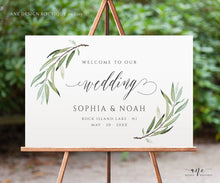 Load image into Gallery viewer, Boho Sage Green Wedding Template BUNDLE, Garden Lake Greenery Invitation Set, Wedding Signs, Editable, Printable, Download, DIY Templett 008