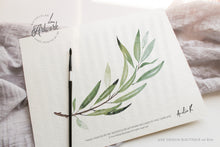 Load image into Gallery viewer, Greenery Wedding Menu Program Template, Watercolor Willow Eucalyptus Printable Dinner Menu Card, Bridal Shower, Fully Editable Download 008
