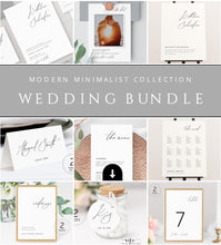 Load image into Gallery viewer, Modern Minimalist Wedding BUNDLE Template, Simple Elegant, Invitation Set, Wedding Signs, Fully Editable, Instant Download, DIY Templett 011