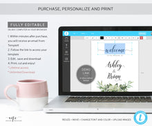 Load image into Gallery viewer, Rustic Greenery Wedding Welcome Sign Template, Country Barn Wedding Baby's Breath Bridal Reception Sign, Editable Printable DIY Download 018