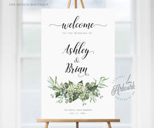 Load image into Gallery viewer, Rustic Greenery Wedding Welcome Sign Template, Country Barn Wedding Baby's Breath Bridal Reception Sign, Editable Printable DIY Download 018