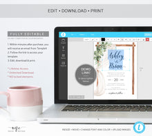 Load image into Gallery viewer, Rustic Arch Greenery Wedding Invitation Set Printable Template, Eucalyptus, Baby's Breath, Country Barn Boho, 100% Editable Download DIY 018