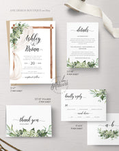 Load image into Gallery viewer, Rustic Arch Greenery Wedding Invitation Set Printable Template, Eucalyptus, Baby's Breath, Country Barn Boho, 100% Editable Download DIY 018