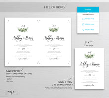 Load image into Gallery viewer, Greenery Monogram Wedding Invitation Set Template, Eucalyptus, Baby's Breath, Rustic Country Barn Boho, 100% Editable Printable Download 018