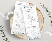 Load image into Gallery viewer, Dusty Blue Wedding Stationery BUNDLE Template, Pastel Boho Invitation Set, Periwinkle Wildflowers Printable Wedding Signs DIY, Editable 026