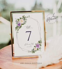 Load image into Gallery viewer, Floral Purple Wedding BUNDLE Template, Very Peri Color of 2022, Printable Lavender Wedding Invitation Suite, Editable Wedding Signage 034