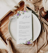 Load image into Gallery viewer, Floral Purple Wedding BUNDLE Template, Very Peri Color of 2022, Printable Lavender Wedding Invitation Suite, Editable Wedding Signage 034