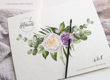 Load image into Gallery viewer, Floral Purple Wedding BUNDLE Template, Very Peri Color of 2022, Printable Lavender Wedding Invitation Suite, Editable Wedding Signage 034
