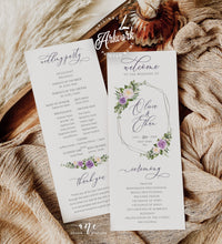 Load image into Gallery viewer, Floral Purple Wedding BUNDLE Template, Very Peri Color of 2022, Printable Lavender Wedding Invitation Suite, Editable Wedding Signage 034