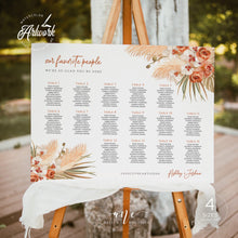 Load image into Gallery viewer, Pampas Grass Terracotta Wedding Invitation BUNDLE Template, Dried Palm Beach, Printable Tropical Invitation Set, Editable Wedding Signs 017b