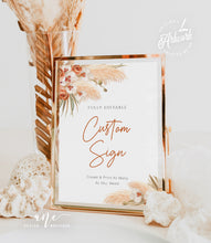 Load image into Gallery viewer, Pampas Grass Terracotta Wedding Invitation BUNDLE Template, Dried Palm Beach, Printable Tropical Invitation Set, Editable Wedding Signs 017b