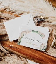 Load image into Gallery viewer, Boho Arched Sage Green Thank You Card Template, Editable Flat Folded Note Card, Wedding Shower Printable, In Lieu of Favor Download DIY 035