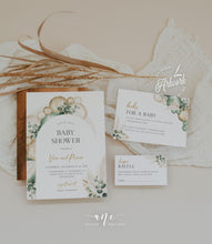 Load image into Gallery viewer, Sage Boho Arch Baby Shower Invitation Set Printable Template, Editable Diaper Raffle, Books Card, Pampas Muted Gender Neutral, Download 035