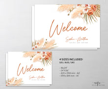 Load image into Gallery viewer, Boho Terracotta Wedding Welcome Sign Template, Burnt Orange Desert Pampas Grass Editable Poster Sign, Earthy Tones, Printable Download 017
