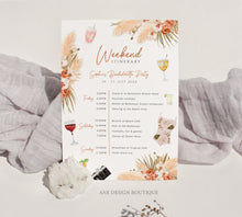 Load image into Gallery viewer, Terracotta Pampas Grass Bachelorette Party Itinerary Template, Editable Birthday Weekend Invitation, Wedding Program Printable Download 017b

