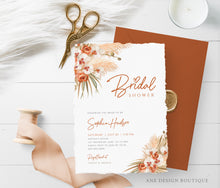Load image into Gallery viewer, Terracotta Pampas Grass Bridal Shower Invitation Template, Editable Minimalist Boho Invite, Desert, Earthy, 5x7, 4x6, Printable Download 017
