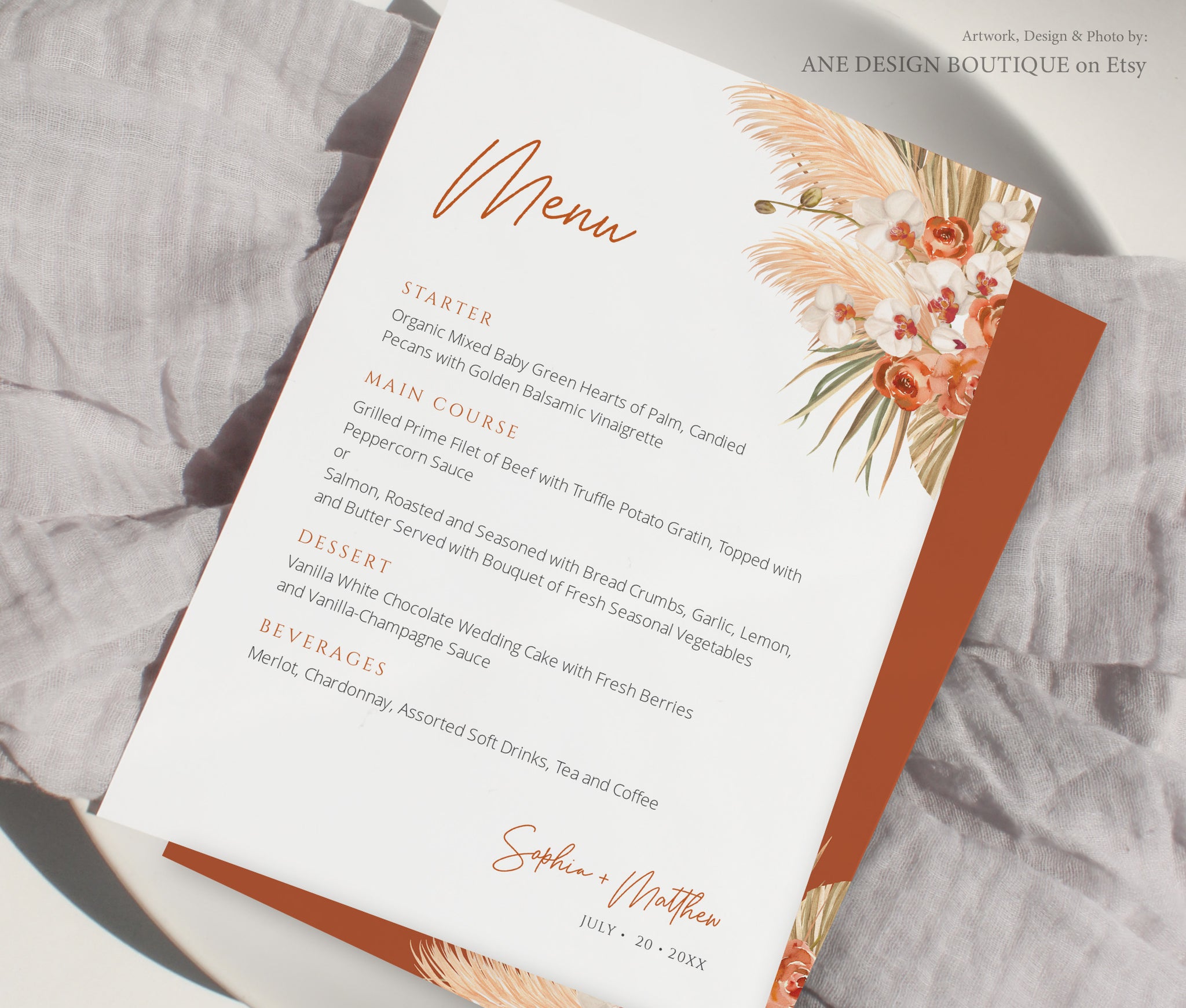 Wedding Menu Template – Ane Design Boutique
