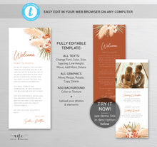 Load image into Gallery viewer, Terracotta Pampas Grass Welcome Letter Itinerary Template, Boho Event Timeline Editable Welcome Bag Weekend Schedule, Printable, Download 017
