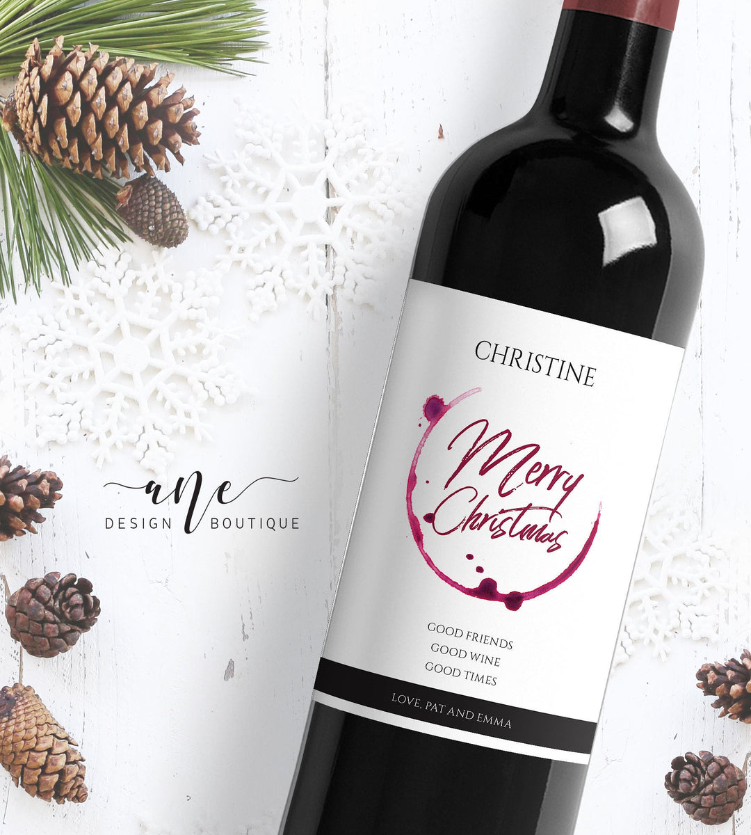 Friends Christmas Wine Label – Ane Design Boutique