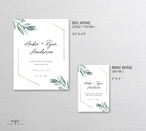 Simple Modern Wedding Leaves Custom Inspirivity Wine Label