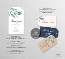 Load image into Gallery viewer, Greenery Wedding Favor Tag Template, Eucalyptus Thank You Tags, Shower Favor, Welcome Bag Label, Fully Editable, Printable DIY, Download 004
