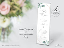 Load image into Gallery viewer, Photo Booth Insert Template, Favor Tag, Printable Bookmark, Place Card, Rose Gold, Eucalyptus Wedding, Original Artwork, Fully Editable 004
