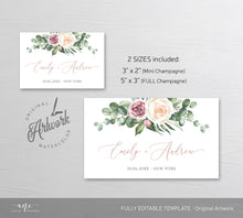 Load image into Gallery viewer, Floral Mini &amp; Full Champagne Label Template, Bubbly Wine Label Wedding Couple Bridal Baby Shower Favor Sticker, Fully Editable Printable 007
