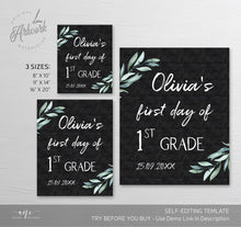 Load image into Gallery viewer, Back to School Chalkboard Sign Template, Fully Editable, Any Grade, First Day of School / Kinder, Last Day Poster, Photo Prop, Download 004
