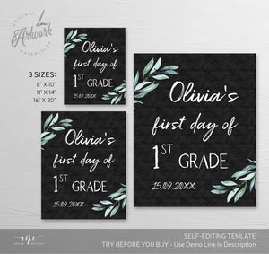 Back to School Chalkboard Sign Template, Fully Editable, Any Grade, First Day of School / Kinder, Last Day Poster, Photo Prop, Download 004