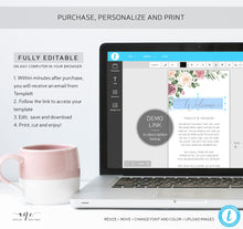 Load image into Gallery viewer, Mauve Roses Welcome Letter Itinerary Template, Floral Wedding Order of Events, Custom Welcome Bag Note, 100% Editable Printable Download 007
