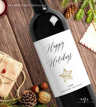 Load image into Gallery viewer, Happy Holidays Wine Label Template, Custom Christmas Gift for Teacher, Alternative to Holiday Card, 100% Editable, Printable Download 012
