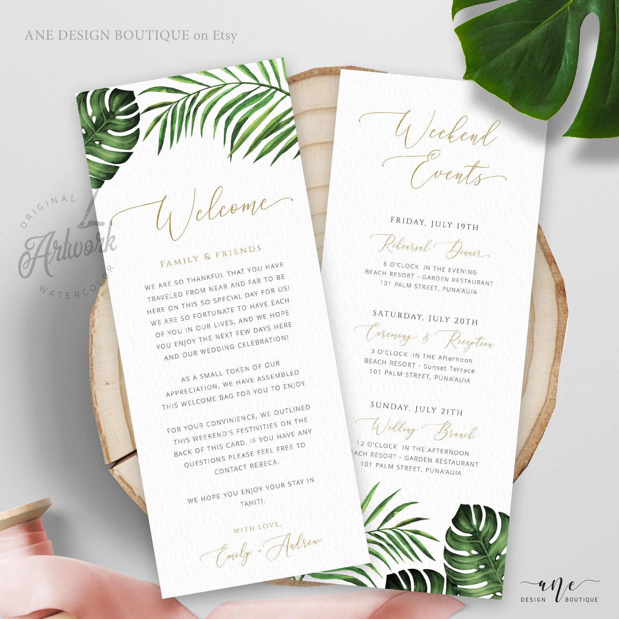 wedding welcome bag note