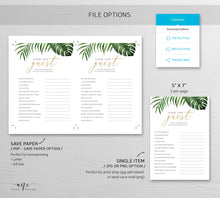 Load image into Gallery viewer, Tropical Find the Guest Bridal Shower Game Template, Printable Beach Wedding Shower Game, Personalize Fully Editable, Instant Download 002
