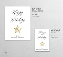 Load image into Gallery viewer, Happy Holidays Wine Label Template, Custom Christmas Gift for Teacher, Alternative to Holiday Card, 100% Editable, Printable Download 012
