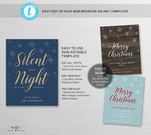 Load image into Gallery viewer, Silent Night Christmas Wine Label Template, Custom Wine Gift for Teacher, Funny Wine Label Friend Gift, 100% Editable Printable Download 015
