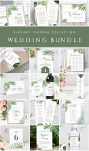 Load image into Gallery viewer, Tropical Wedding Bundle Printable Templates, Destination Beach Invitation Set, Monstera Palm Greenery Instant Download DIY Fully Editable Templett 002
