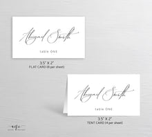 Load image into Gallery viewer, Minimalist Modern Calligraphy Place Card Template, Printable DIY Wedding Bridal Escort Card, 100% Editable Table Name Cards, Download, 011
