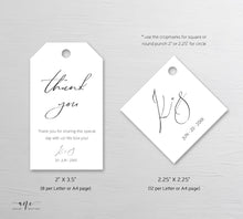 Load image into Gallery viewer, Minimalist Wedding Favor Tag, Modern Calligraphy Thank You Tag Bridal Shower, Welcome Bag Label, 100% Editable, DIY Printable, Download 011
