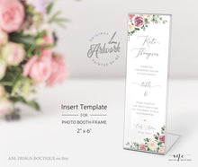 Load image into Gallery viewer, Mauve Roses Photo Booth Insert Template, Favor Tag, Printable Bookmark, Place Card, Floral Wedding, Fully Editable, Templett, Download 007
