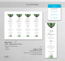 Load image into Gallery viewer, Tropical Photo Booth Insert Template, Favor Tag, Printable Bookmark, Place Card, Monstera Palm, Beach Wedding, Fully Editable, Download 002
