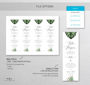 Tropical Photo Booth Insert Template, Favor Tag, Printable Bookmark, Place Card, Monstera Palm, Beach Wedding, Fully Editable, Download 002