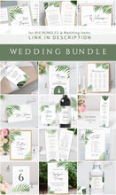 Load image into Gallery viewer, Tropical Wedding Welcome Sign Template, Beach Greenery Palm Leaf Wedding Bridal Baby Shower Sign Poster,100% Editable Printable Download 002
