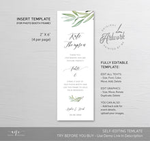 Load image into Gallery viewer, Greenery Photo Booth Insert Template, Favor Tag, Printable Bookmark, Place Card, Boho Wedding, Original Artwork, Fully Editable 008
