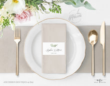 Load image into Gallery viewer, Boho Sage Greenery Place Card Template, Printable Wedding Bridal Escort Card, Fully Editable Name Cards, Willow Leaf, Printable Download 008

