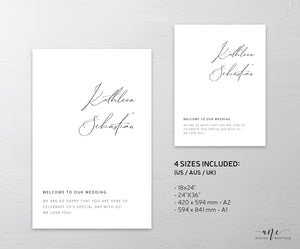 Minimalist Wedding Welcome Sign Template, Modern Calligraphy Simple Wedding Bridal Baby Shower Sign Poster, Editable, Printable Download 011