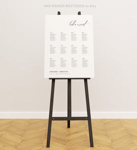 Minimalist Seating Chart Template, Simple Modern Calligraphy Wedding Bridal Sign Table Plan, 100% Editable A1 A2, Printable Download DIY 011