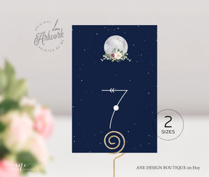 Celestial Moon Wedding Table Numbers Template, Starry Night Sky Bridal Table Card, Sacred Geometry, Galaxy Space, Editable Printable DIY 022