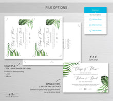Load image into Gallery viewer, Tropical Change of Plans Wedding Postcard Template, Change the Date Printable, Postponed Wedding Announcement Card, Editable, Download, 002
